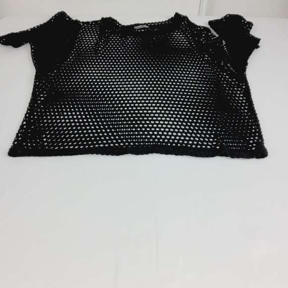 Fashion Nova Womens Plus Size Black Fishnet Long Sleeve Crop Top (2X) - Picture 7 of 7